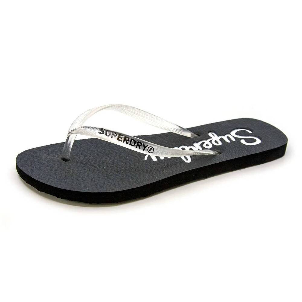 NEW SUPERDRY women's super sleek flip flop in black